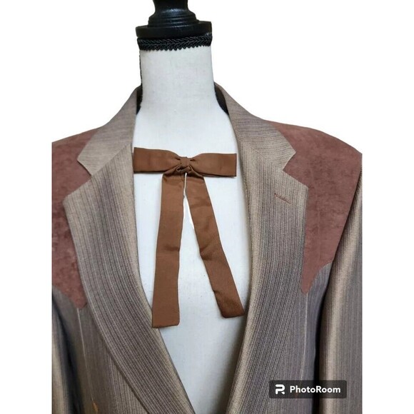Silverado Western Dress Jacket Suede Yoke 46R Vintage Brown w/Bowtie - Picture 7 of 12